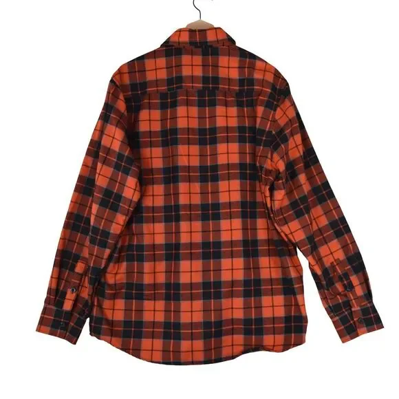 Dixxon WorkForce Flannel XL Orange Black Plaid Parts Unlimited Patch Huntsville - Picture 2 of 7